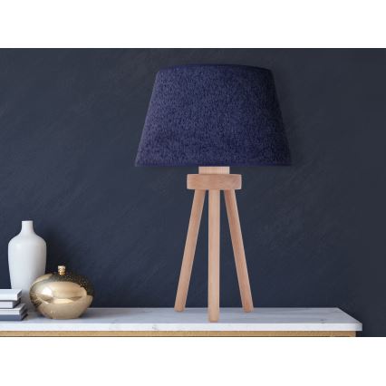 Duolla - Lampa stołowa BOUCLE 1xE27/15W/230V śr. 28 cm niebieski/drewno
