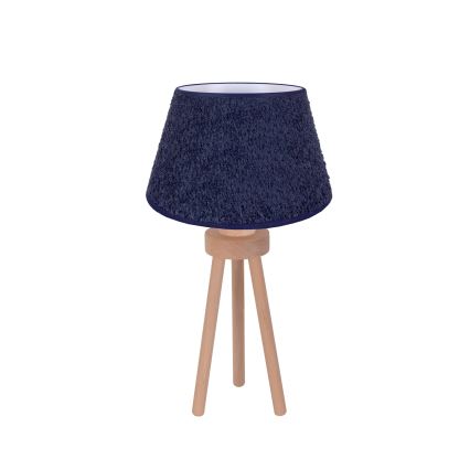 Duolla - Lampa stołowa BOUCLE 1xE27/15W/230V śr. 28 cm niebieski/drewno