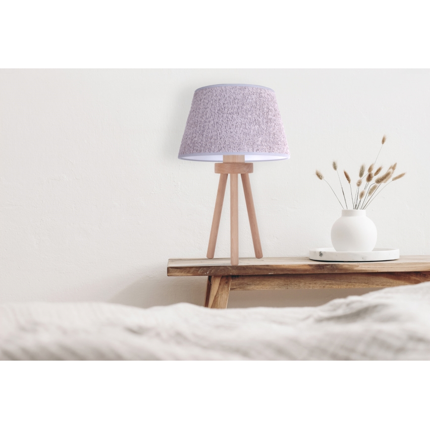 Duolla - Lampa stołowa BOUCLE 1xE27/15W/230V śr. 28 cm szary/drewno