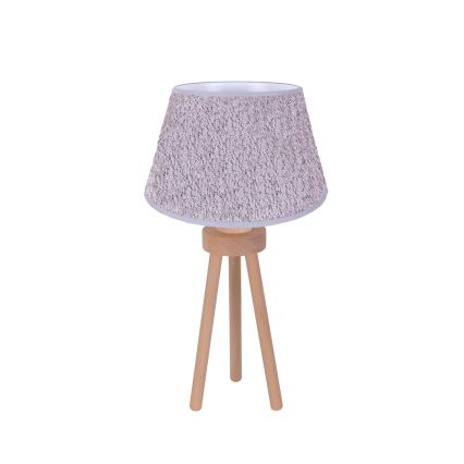 Duolla - Lampa stołowa BOUCLE 1xE27/15W/230V śr. 28 cm szary/drewno