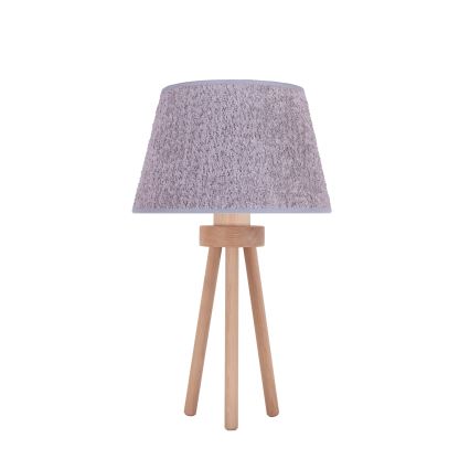 Duolla - Lampa stołowa BOUCLE 1xE27/15W/230V śr. 28 cm szary/drewno