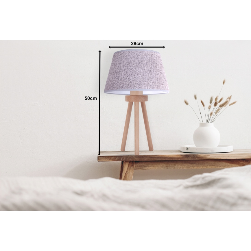 Duolla - Lampa stołowa BOUCLE 1xE27/15W/230V śr. 28 cm szary/drewno