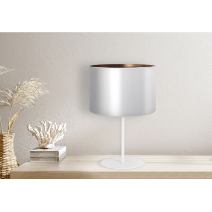 Duolla - Lampa stołowa CANNES 1xE14/15W/230V śr. 20 cm srebrny/miedziany/biały