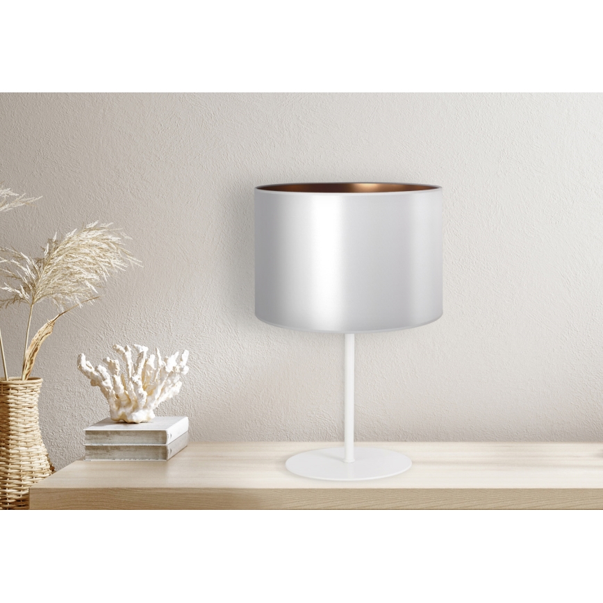 Duolla - Lampa stołowa CANNES 1xE14/15W/230V śr. 20 cm srebrny/miedziany/biały