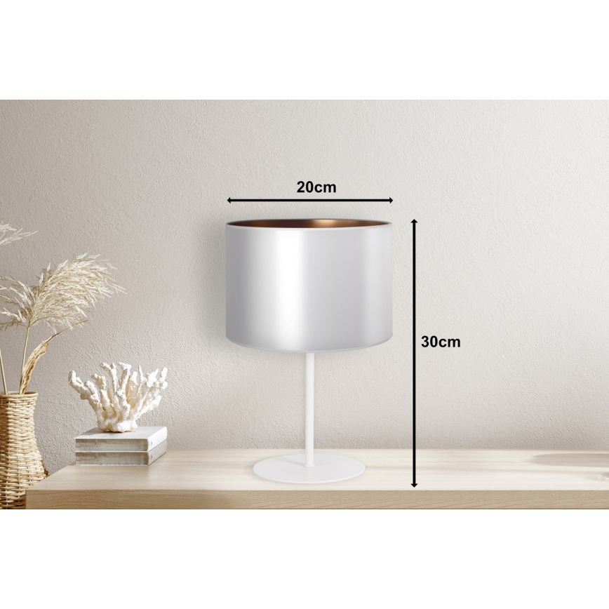 Duolla - Lampa stołowa CANNES 1xE14/15W/230V śr. 20 cm srebrny/miedziany/biały