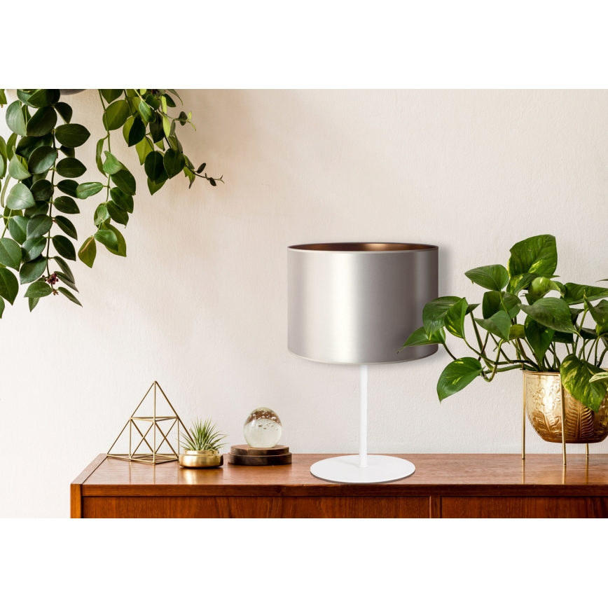 Duolla - Lampa stołowa CANNES 1xE14/15W/230V śr. 20 cm srebrny/miedziany/biały