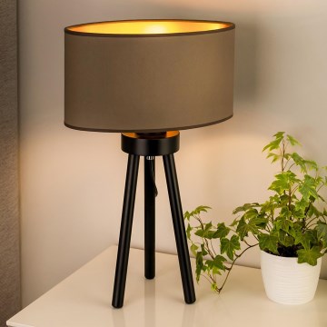 Duolla - Lampa stołowa OVAL VEGAN 1xE27/15W/230V śr. 30 cm beżowy