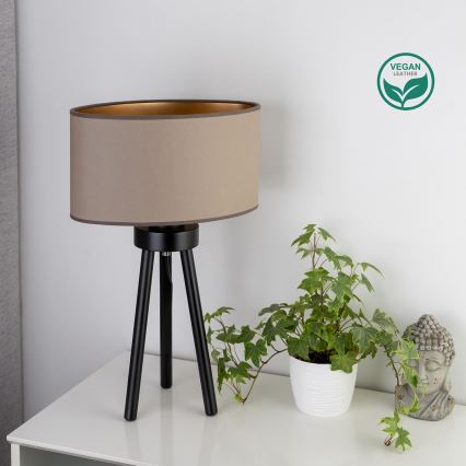 Duolla - Lampa stołowa OVAL VEGAN 1xE27/15W/230V śr. 30 cm beżowy