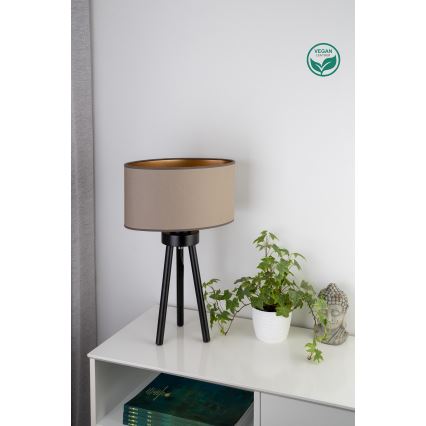 Duolla - Lampa stołowa OVAL VEGAN 1xE27/15W/230V śr. 30 cm beżowy