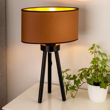 Duolla - Lampa stołowa OVAL VEGAN 1xE27/15W/230V śr. 30 cm brązowy