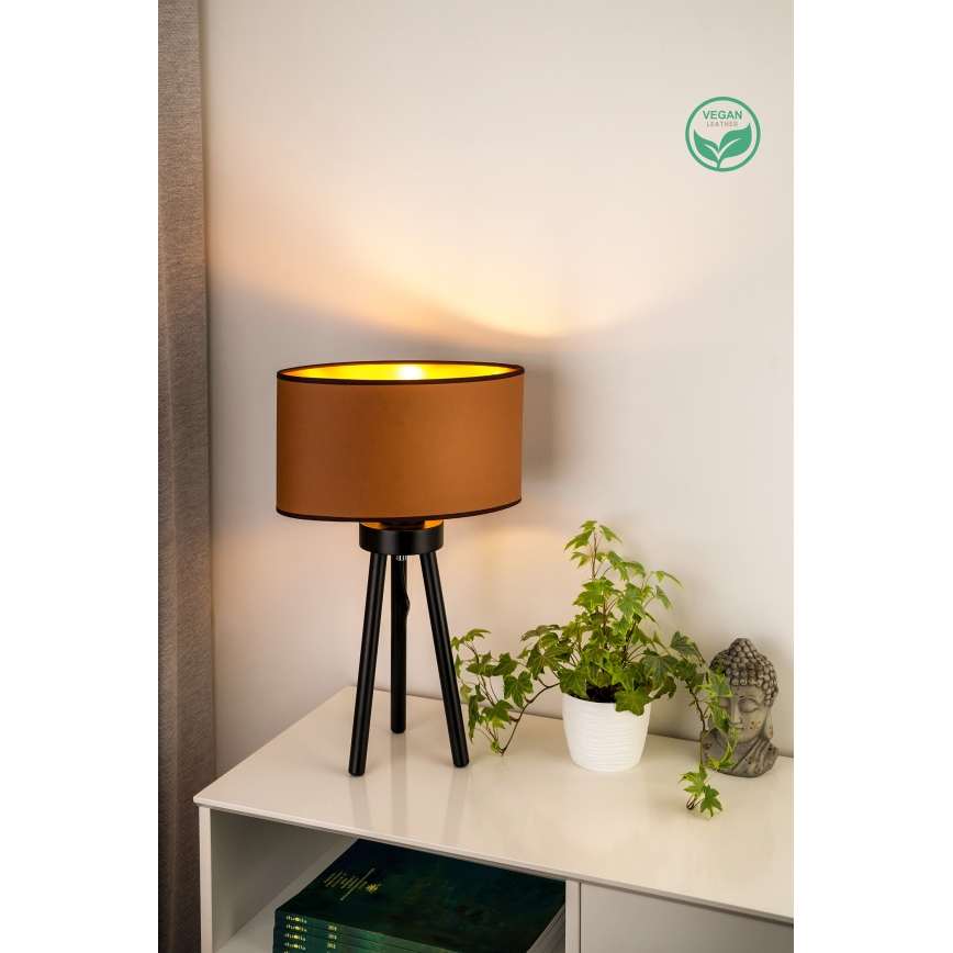 Duolla - Lampa stołowa OVAL VEGAN 1xE27/15W/230V śr. 30 cm brązowy