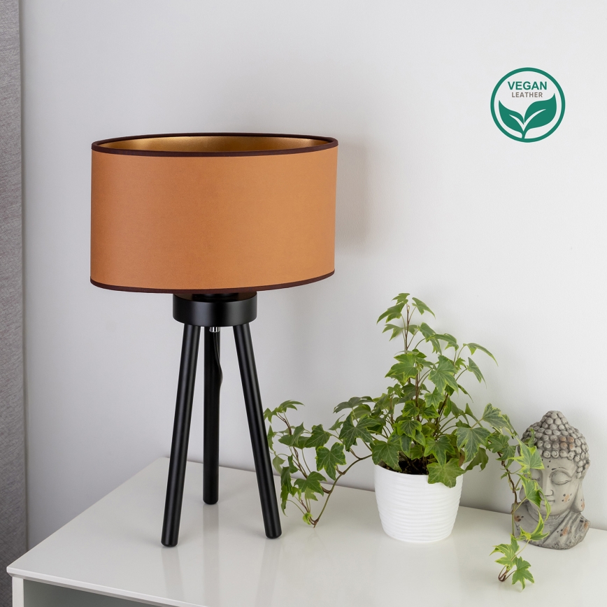 Duolla - Lampa stołowa OVAL VEGAN 1xE27/15W/230V śr. 30 cm brązowy