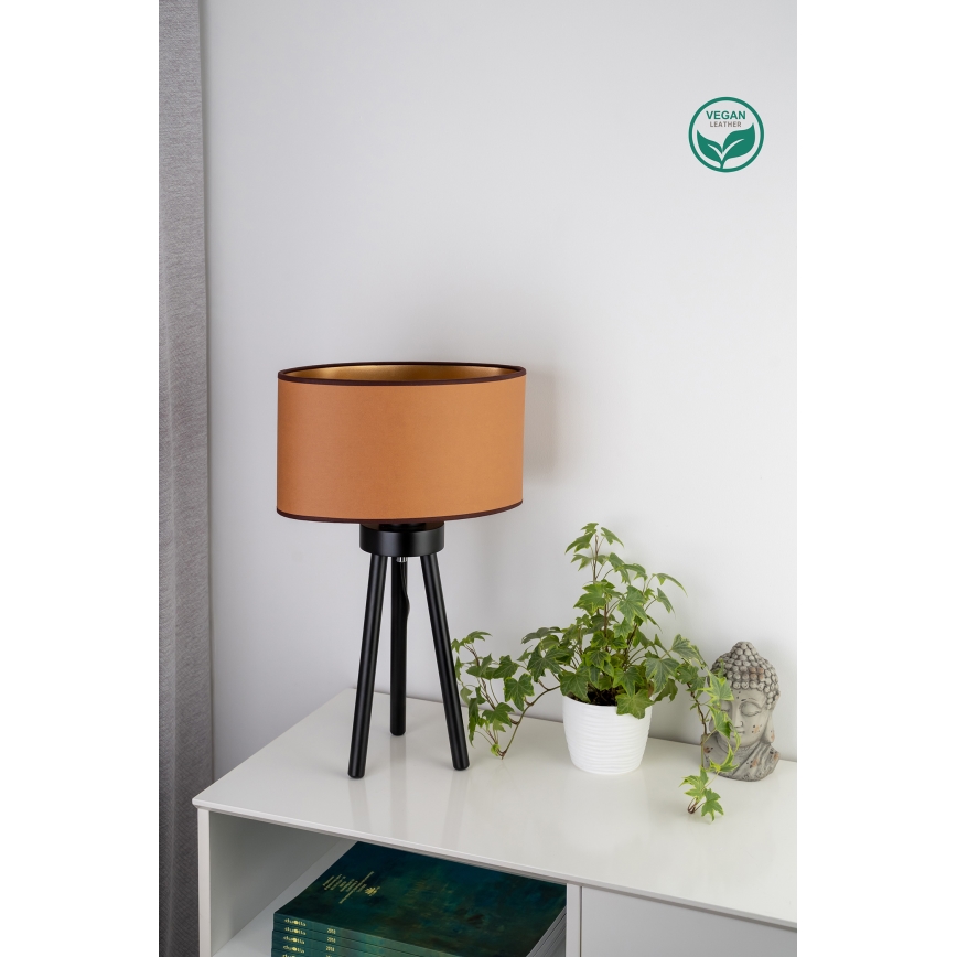 Duolla - Lampa stołowa OVAL VEGAN 1xE27/15W/230V śr. 30 cm brązowy