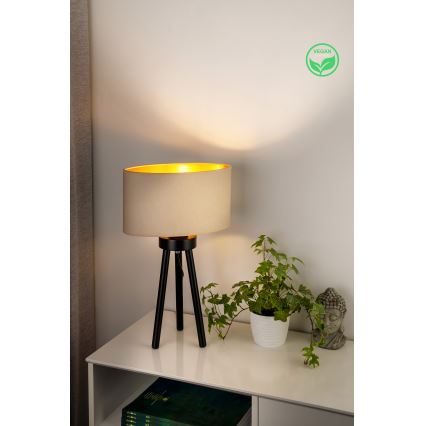 Duolla - Lampa stołowa OVAL VEGAN 1xE27/15W/230V śr. 30 cm kremowy
