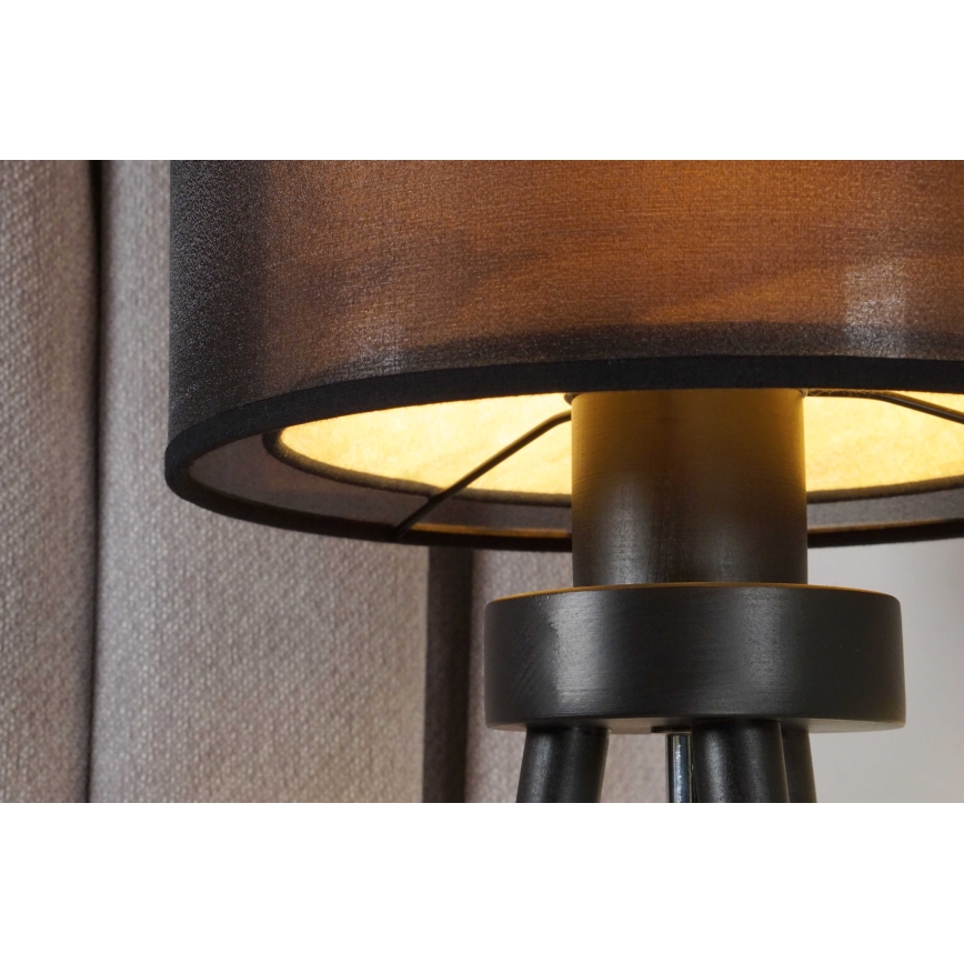 Duolla - Lampa stołowa WOOD BOHO 1xE27/15W/230V śr. 25 cm czarny/beżowy