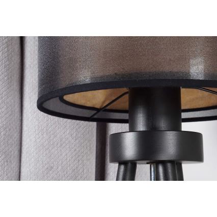 Duolla - Lampa stołowa WOOD BOHO 1xE27/15W/230V śr. 25 cm czarny/beżowy