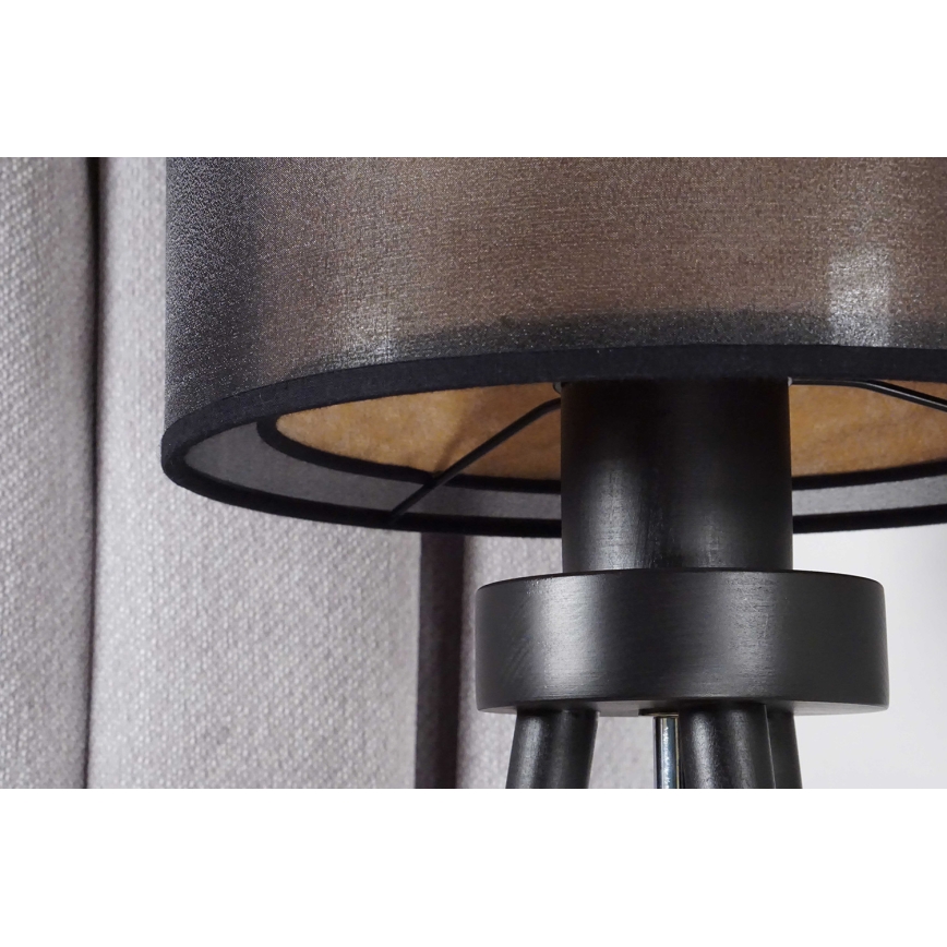 Duolla - Lampa stołowa WOOD BOHO 1xE27/15W/230V śr. 25 cm czarny/beżowy