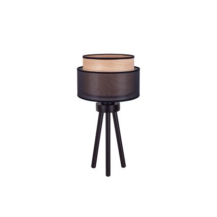 Duolla - Lampa stołowa WOOD BOHO 1xE27/15W/230V śr. 25 cm czarny/beżowy