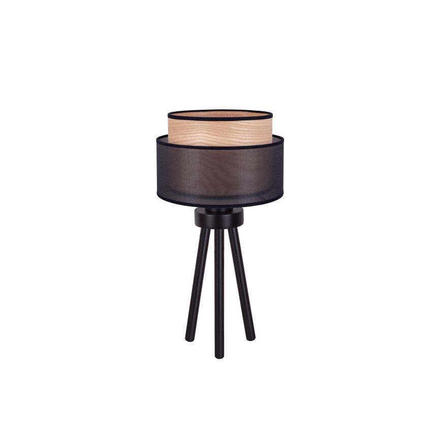 Duolla - Lampa stołowa WOOD BOHO 1xE27/15W/230V śr. 25 cm czarny/beżowy