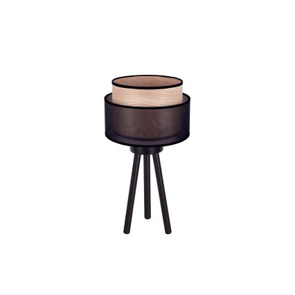 Duolla - Lampa stołowa WOOD BOHO 1xE27/15W/230V śr. 25 cm czarny/beżowy