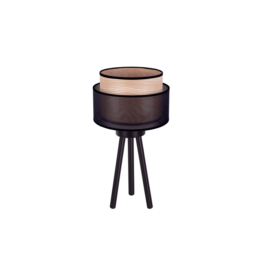 Duolla - Lampa stołowa WOOD BOHO 1xE27/15W/230V śr. 25 cm czarny/beżowy