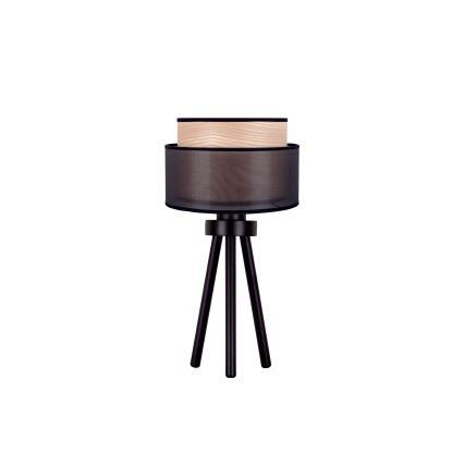 Duolla - Lampa stołowa WOOD BOHO 1xE27/15W/230V śr. 25 cm czarny/beżowy