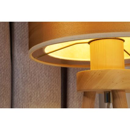 Duolla - Lampa stołowa WOOD BOHO 1xE27/15W/230V śr. 25 cm miedziany/brązowy/beżowy