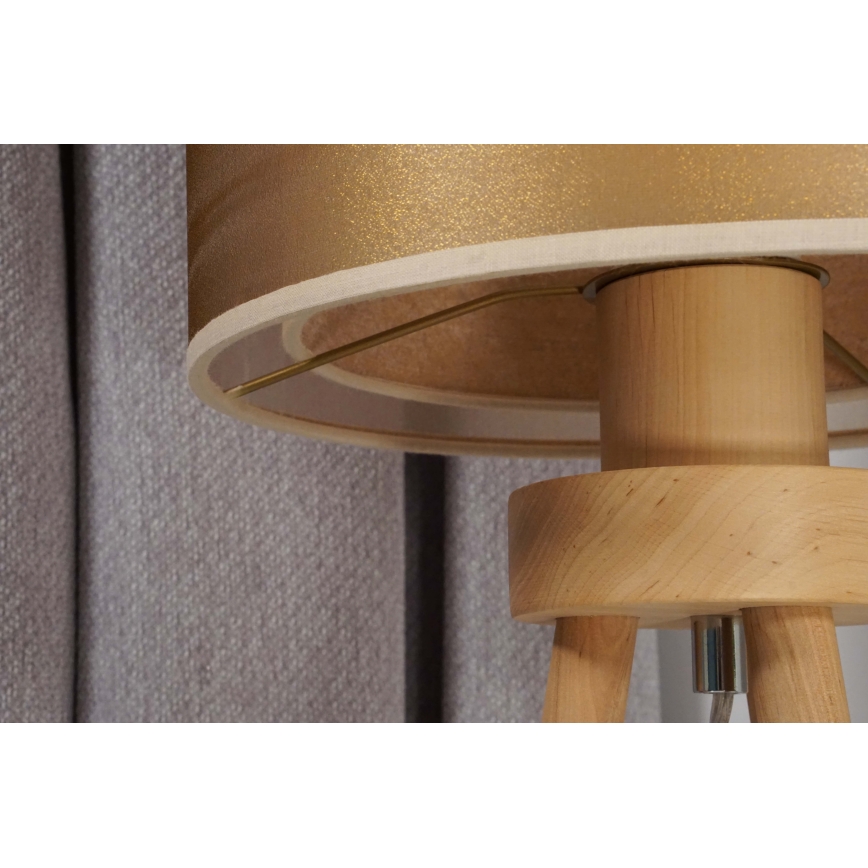 Duolla - Lampa stołowa WOOD BOHO 1xE27/15W/230V śr. 25 cm miedziany/brązowy/beżowy