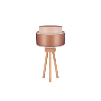 Duolla - Lampa stołowa WOOD BOHO 1xE27/15W/230V śr. 25 cm miedziany/brązowy/beżowy