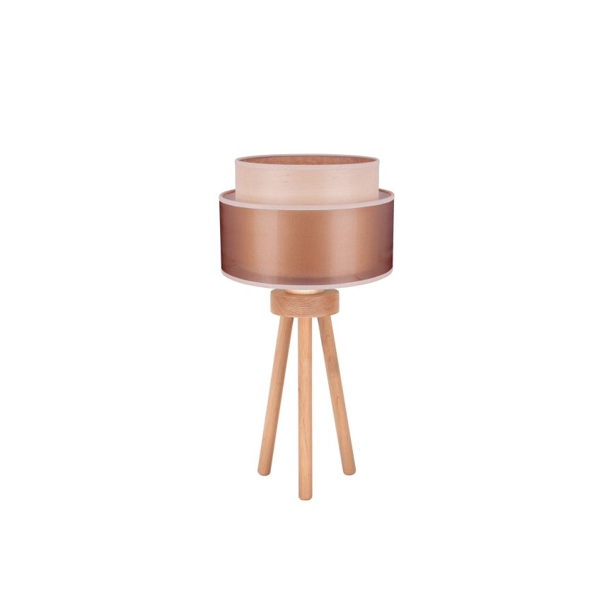 Duolla - Lampa stołowa WOOD BOHO 1xE27/15W/230V śr. 25 cm miedziany/brązowy/beżowy