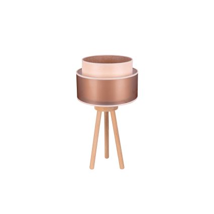 Duolla - Lampa stołowa WOOD BOHO 1xE27/15W/230V śr. 25 cm miedziany/brązowy/beżowy