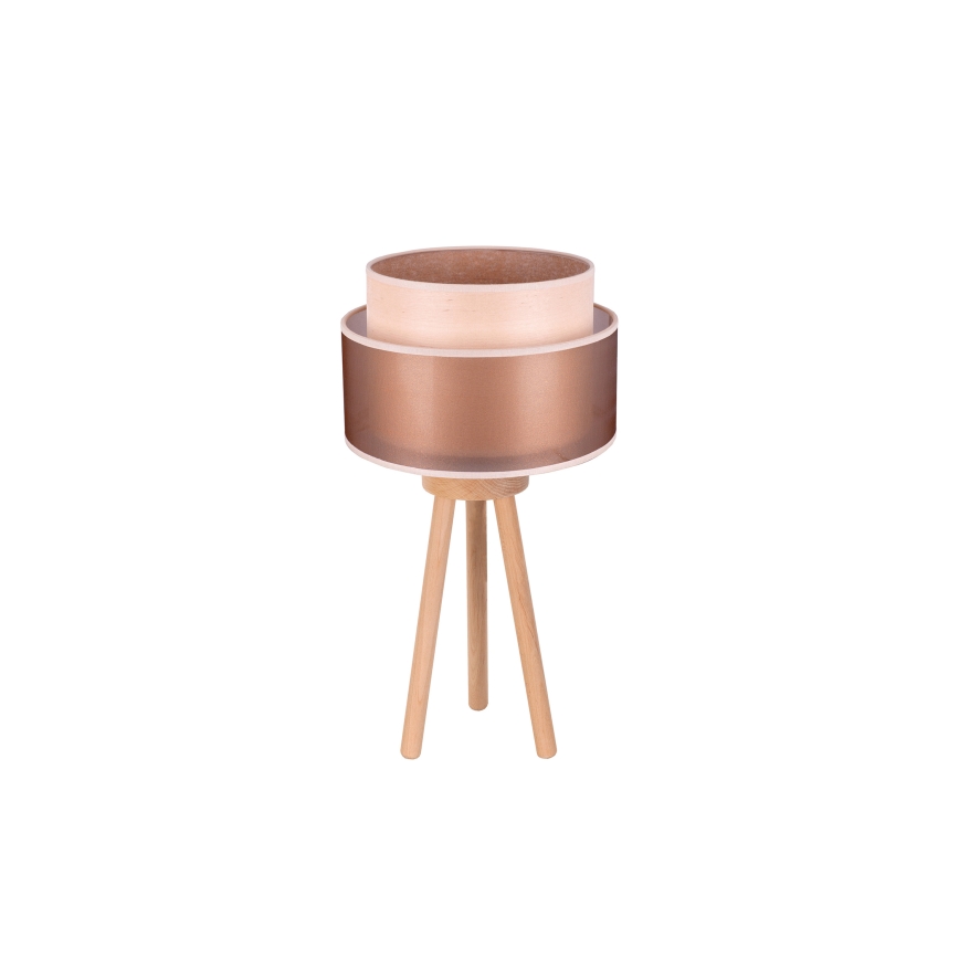 Duolla - Lampa stołowa WOOD BOHO 1xE27/15W/230V śr. 25 cm miedziany/brązowy/beżowy