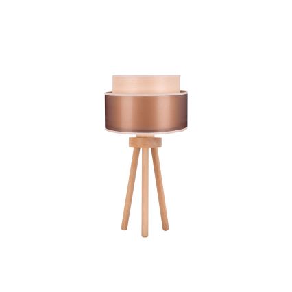 Duolla - Lampa stołowa WOOD BOHO 1xE27/15W/230V śr. 25 cm miedziany/brązowy/beżowy