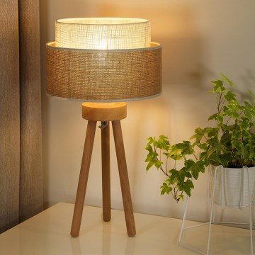 Duolla - Lampa stołowa YUTE BOHO 1xE27/15W/230V śr. 25 cm brązowy/kremowy