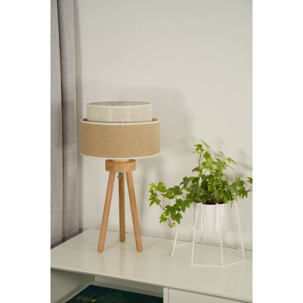 Duolla - Lampa stołowa YUTE BOHO 1xE27/15W/230V śr. 25 cm brązowy/kremowy