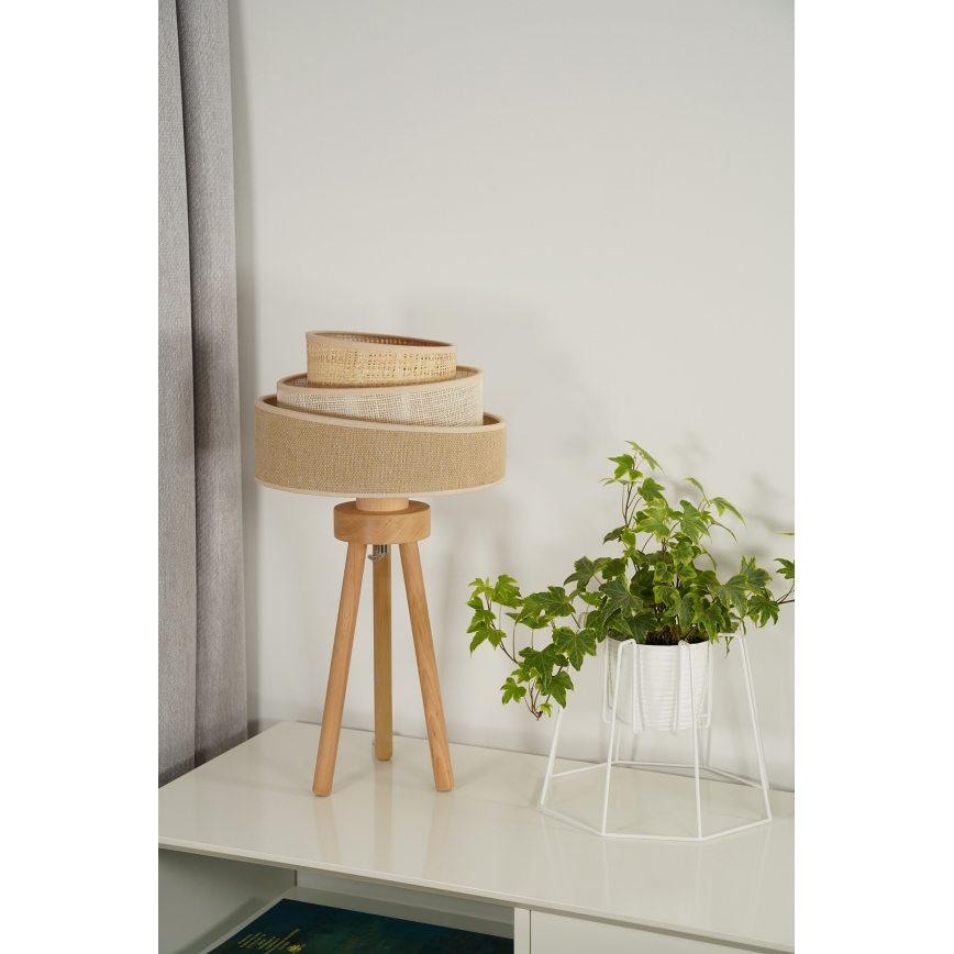 Duolla - Lampa stołowa YUTE TRIO 1xE27/15W/230V śr. 25 cm brązowy/szary/beżowy