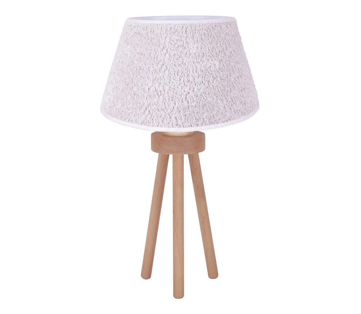 - Lampa stołowa BOUCLE 1xE27/15W/230V śr. 28 cm biały/drewno