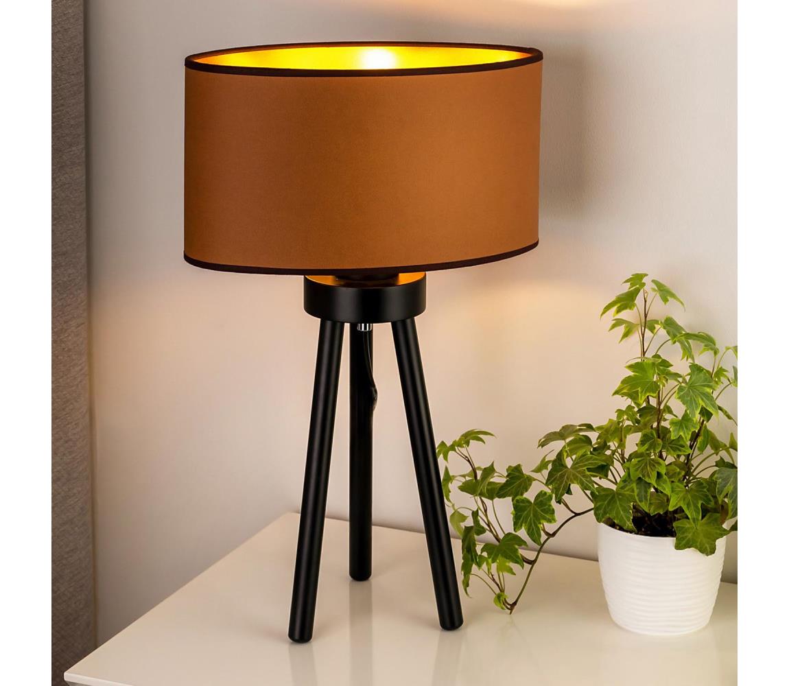 - Lampa stołowa OVAL VEGAN 1xE27/15W/230V śr. 30 cm brązowy