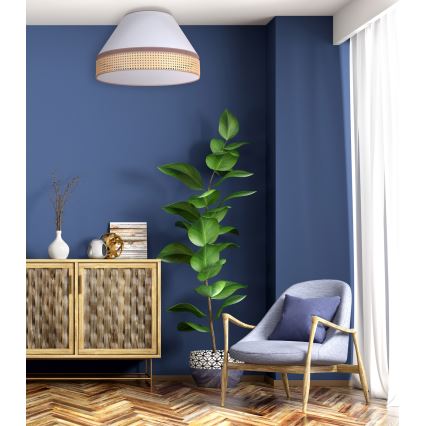 Duolla - Lampa sufitowa AVIGNON 1xE27/15W/230V śr. 50 cm biały/rattan