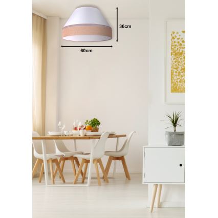 Duolla - Lampa sufitowa AVIGNON 3xE27/15W/230V śr. 60 cm biały/brązowy