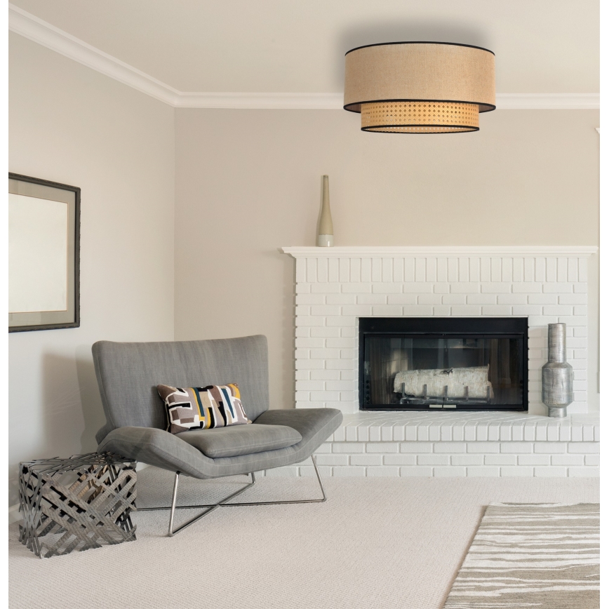 Duolla - Lampa sufitowa BOHO 1xE27/15W/230V śr. 45 cm beżowa/rattan