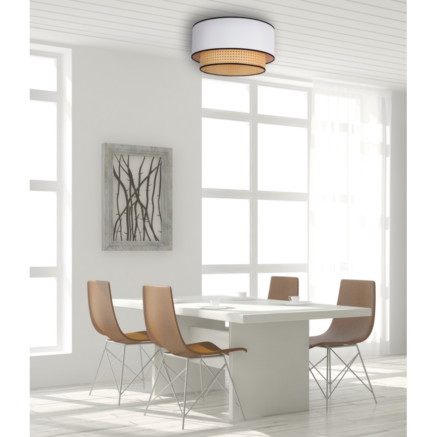 Duolla - Lampa sufitowa BOHO 1xE27/15W/230V śr. 45 cm biała/rattan