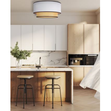 Duolla - Lampa sufitowa BOHO 1xE27/15W/230V śr. 45 cm biała/rattan