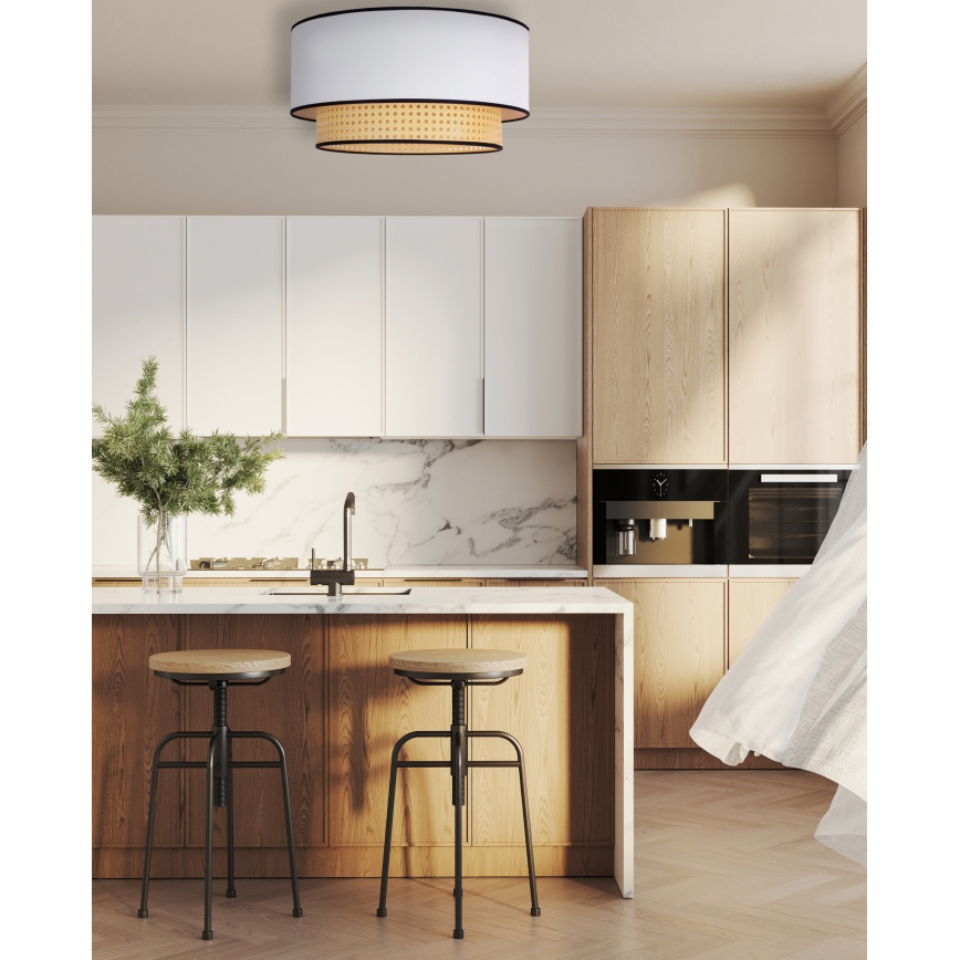 Duolla - Lampa sufitowa BOHO 1xE27/15W/230V śr. 45 cm biała/rattan