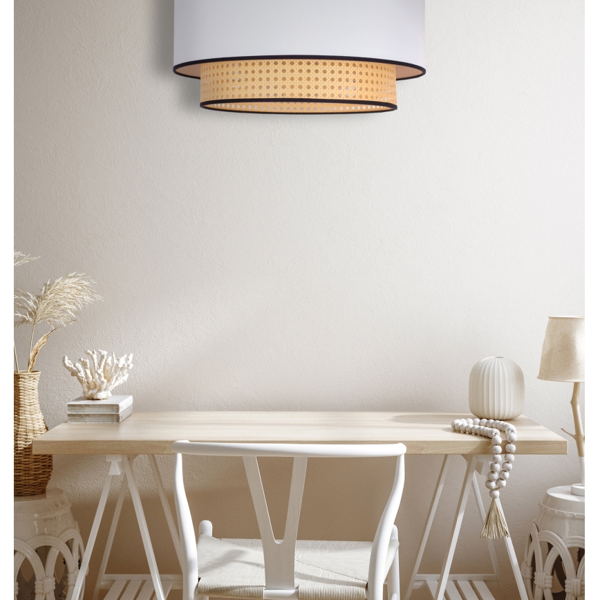 Duolla - Lampa sufitowa BOHO 1xE27/15W/230V śr. 45 cm biała/rattan