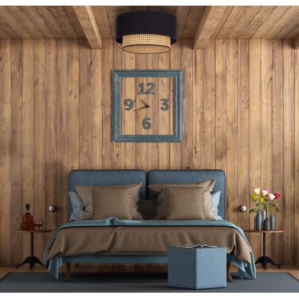 Duolla - Lampa sufitowa BOHO 1xE27/15W/230V śr. 45 cm czarna/rattan