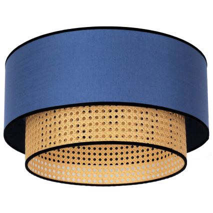 Duolla - Lampa sufitowa BOHO 1xE27/15W/230V śr. 45 cm niebieski/rattan
