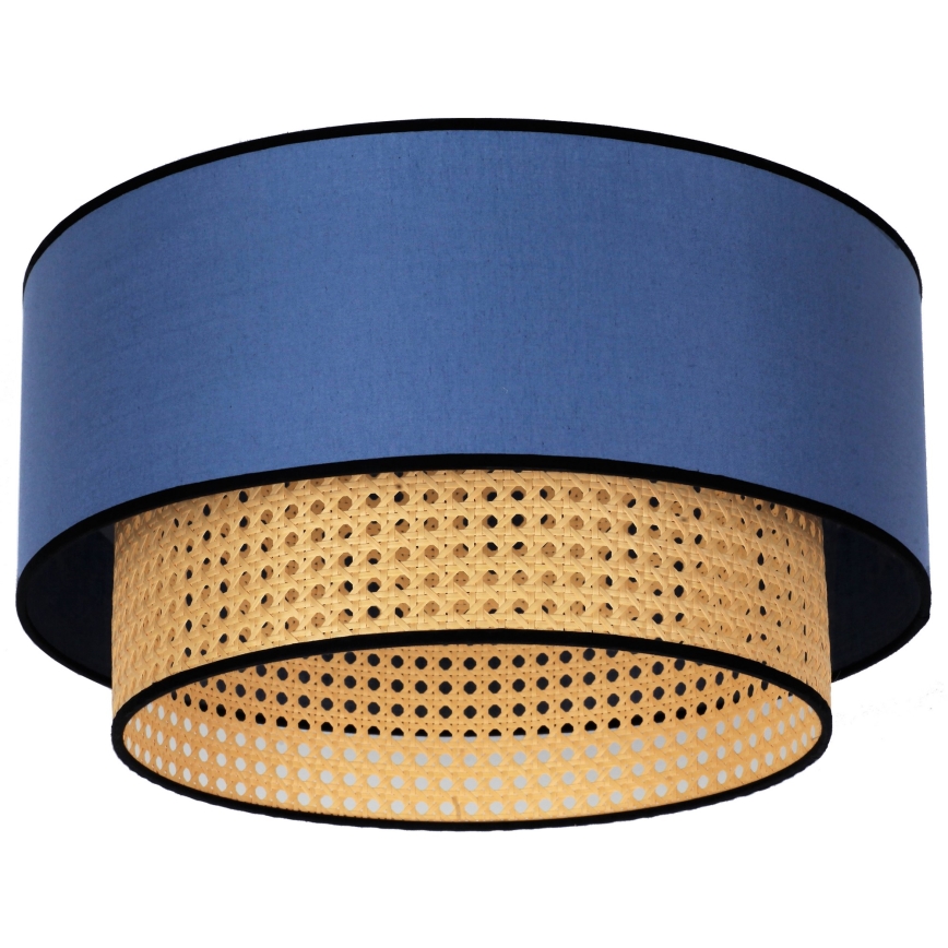 Duolla - Lampa sufitowa BOHO 1xE27/15W/230V śr. 45 cm niebieski/rattan