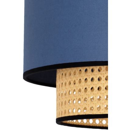 Duolla - Lampa sufitowa BOHO 1xE27/15W/230V śr. 45 cm niebieski/rattan