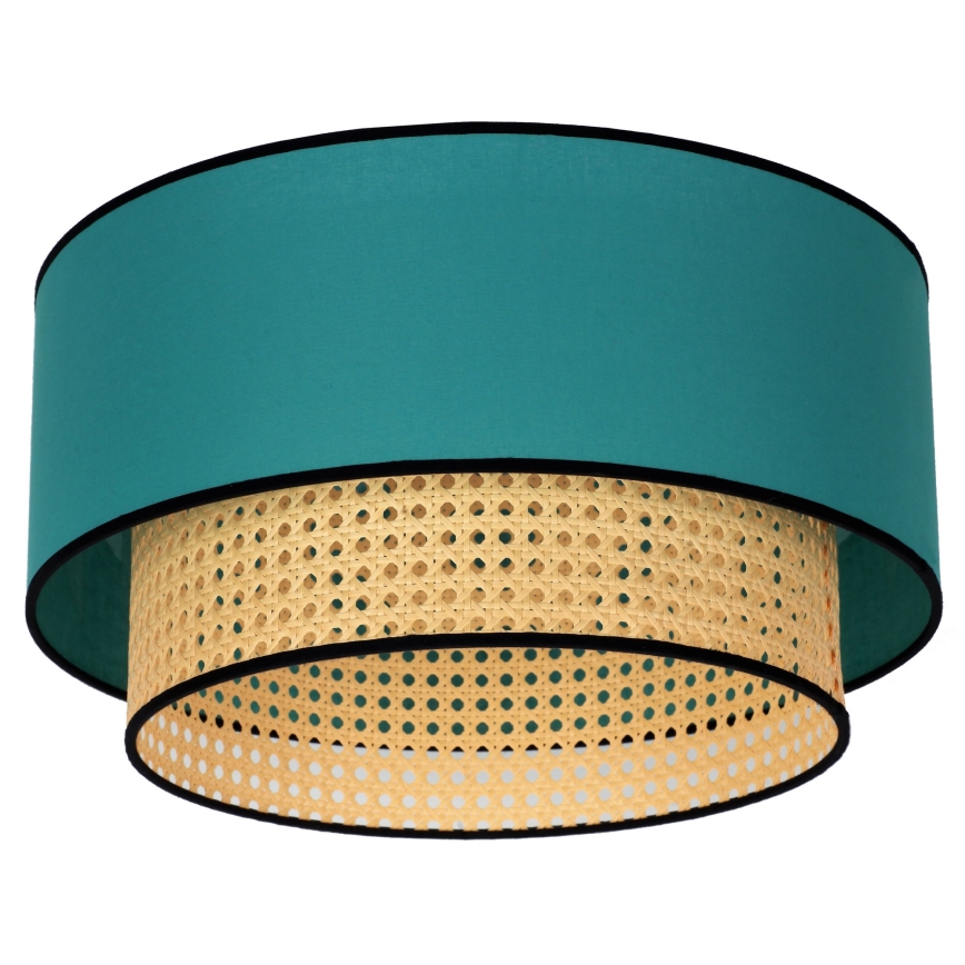 Duolla - Lampa sufitowa BOHO 1xE27/15W/230V śr. 45 cm turkusowa/rattan